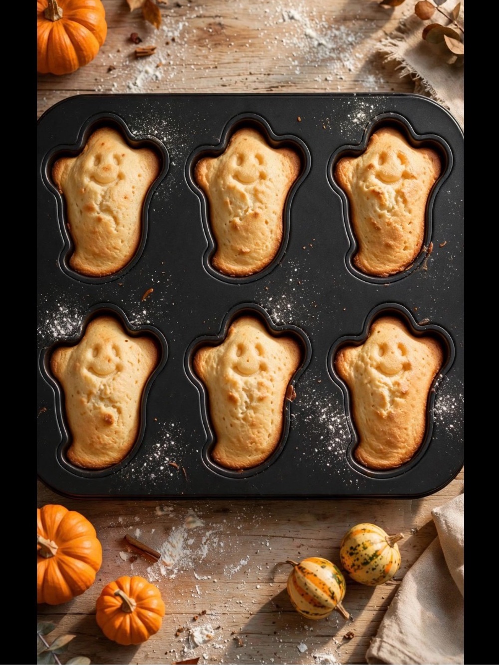 VTG 1991 Ghost Shaped "Nonstick" Baking Pan Wilton Happy Faces Halloween Cupcake